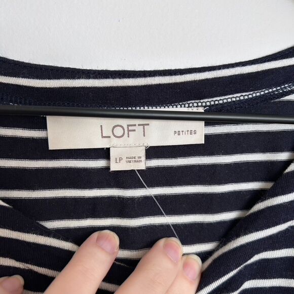 Loft Cap Sleeve Striped Swing Tee Top - Picture 3 of 5